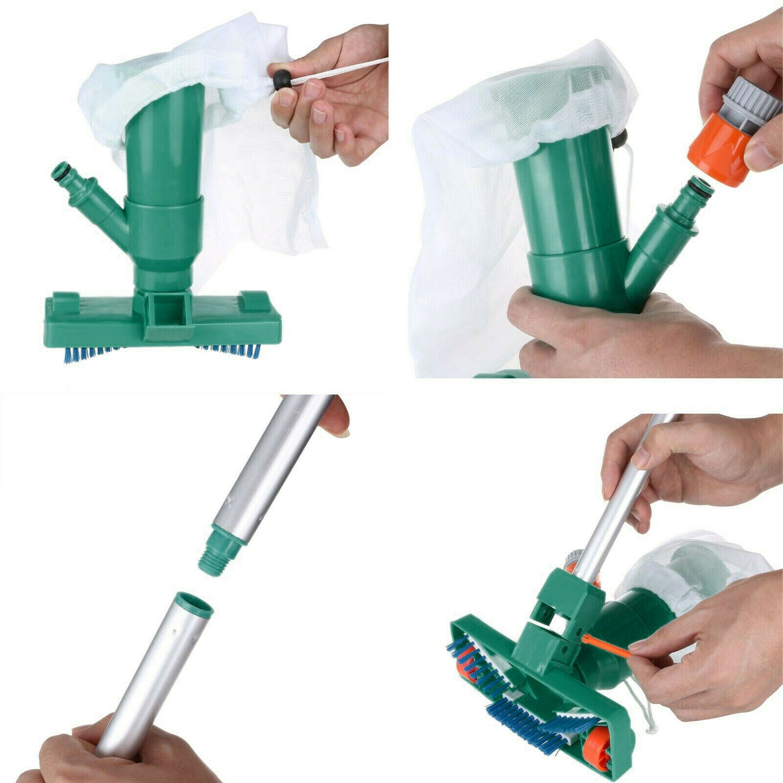 Pool Vacuum Cleaning Kit w/Brush 5 Section Pole for Pools Spas US Joint