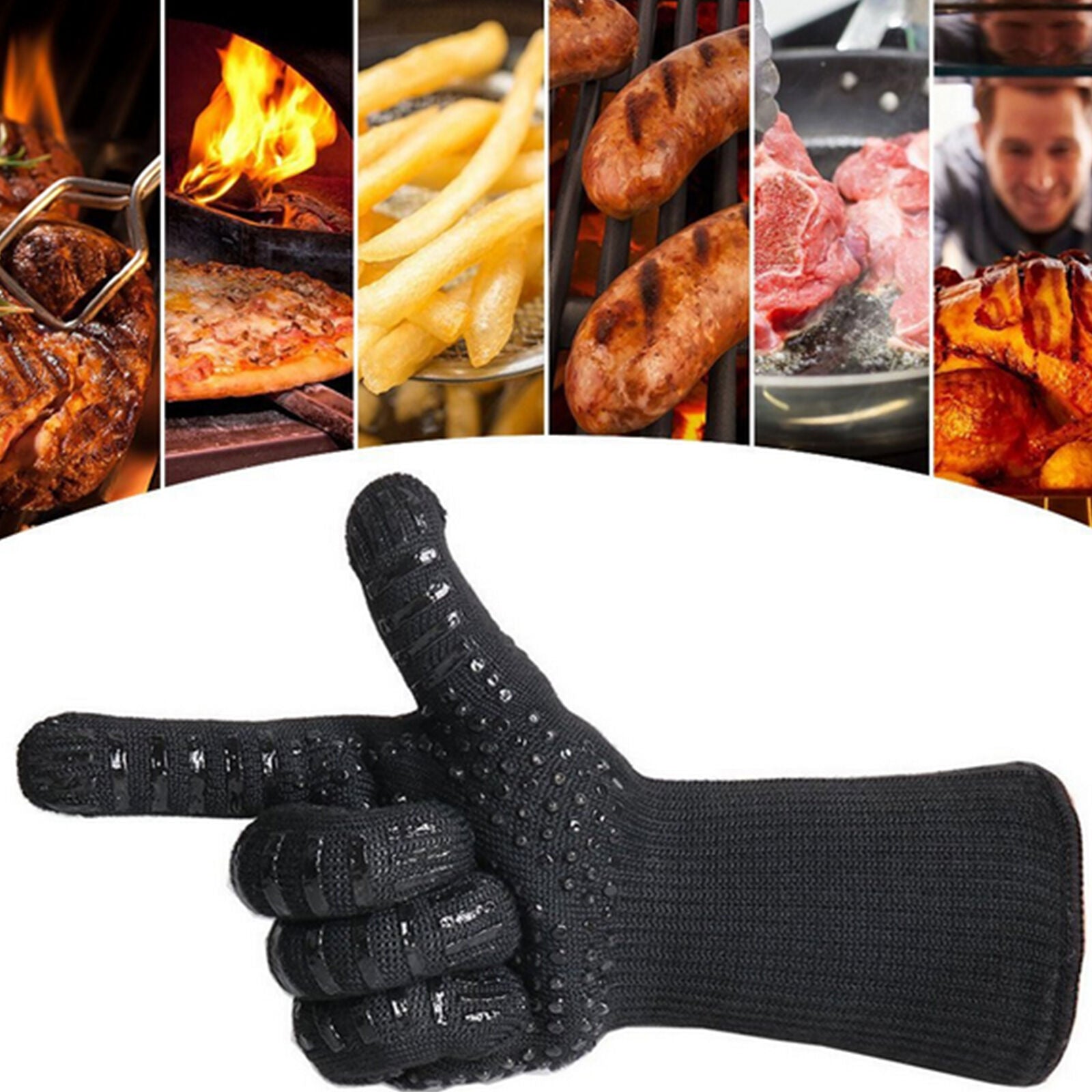 Hot 932℉ Extreme Heat Resistant Gloves Rubber BBQ Grilling Cooking Oven Gloves