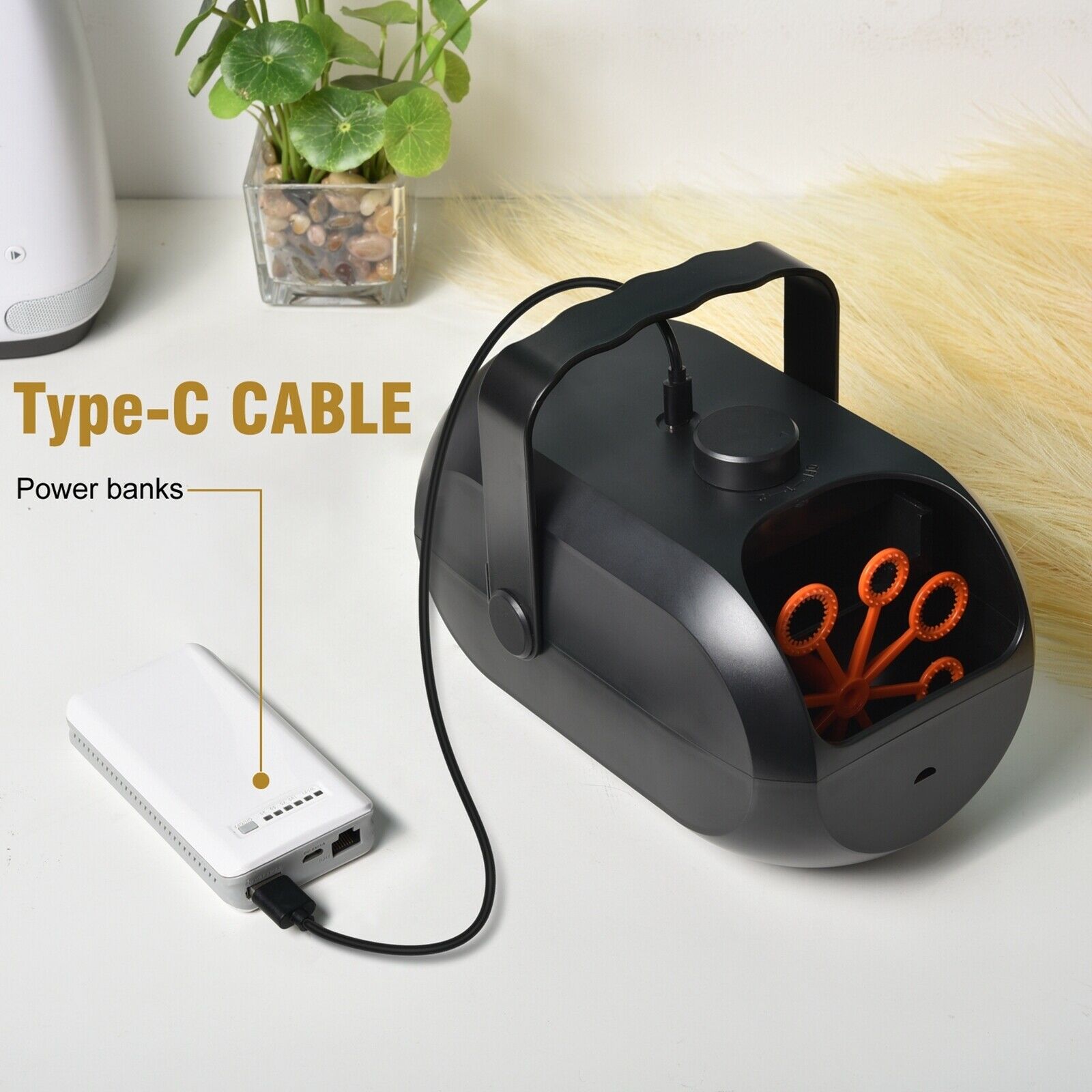 Portable Automatic Bubble Maker 2 Speed for Kids USB Charging