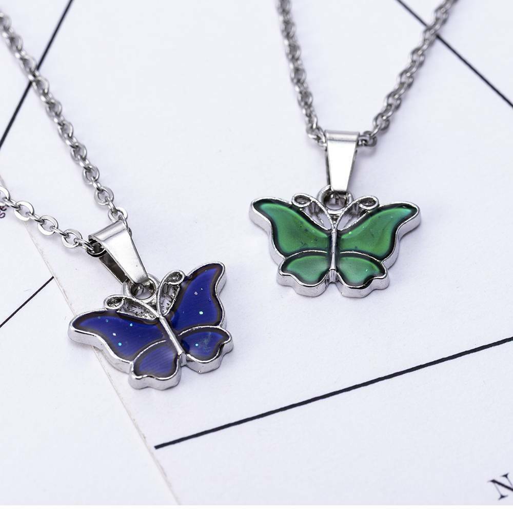 Gorgeous Butterfly Pendant Necklace Temperature Control Color Change Jewelry Hot