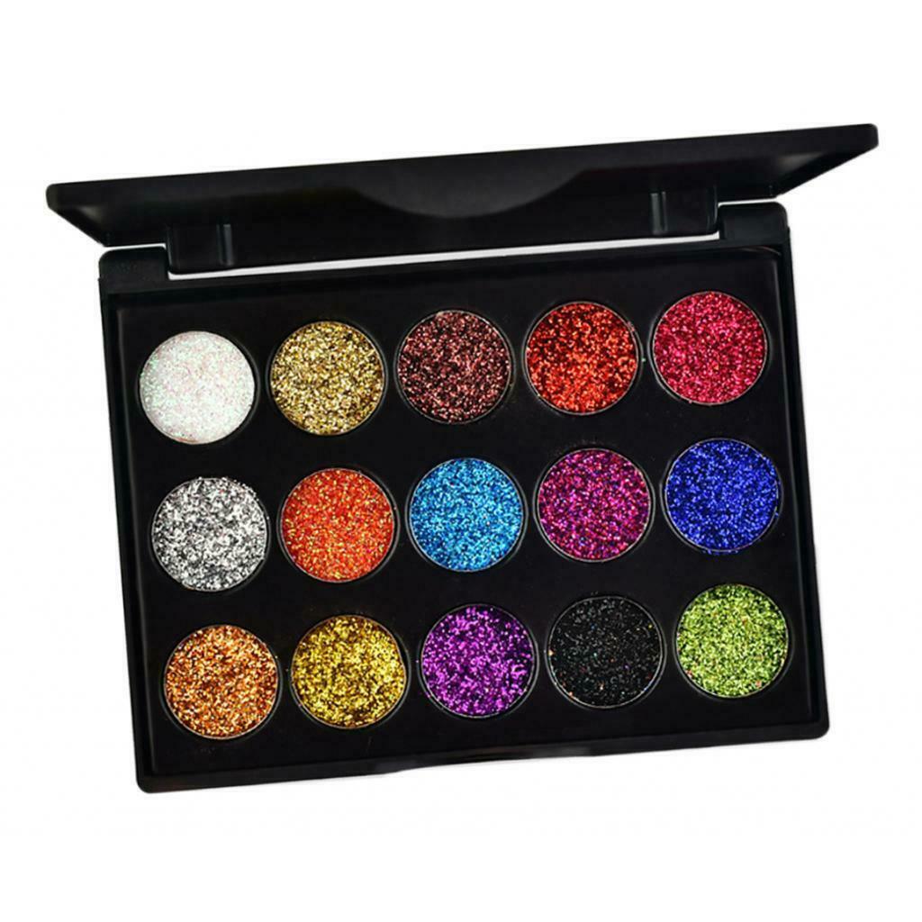 3Pack Glitter 15 Colors Eyeshadow Palette Makeup Eye Shadow Blendable Powder
