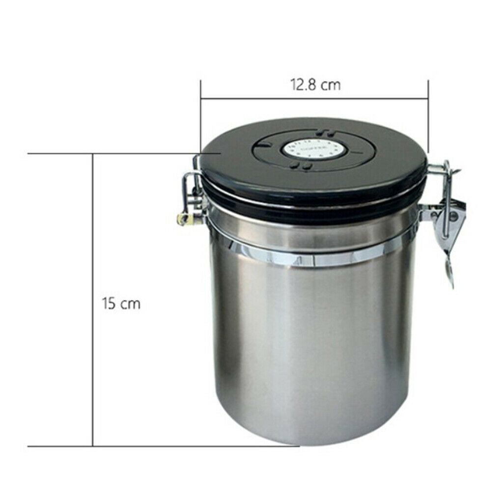 Stainless Steel Airtight Canister with Co2 Vent Valve ＆ Date Tracker Wheel and
