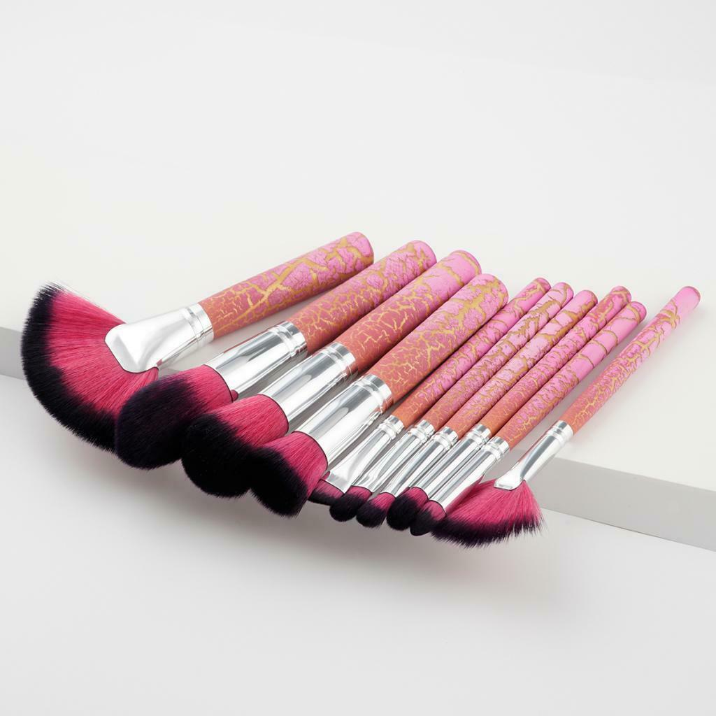 10 Pieces Wood Handle Cosmetic Makeup Brush Powder Foundation Eyeshadow Set
