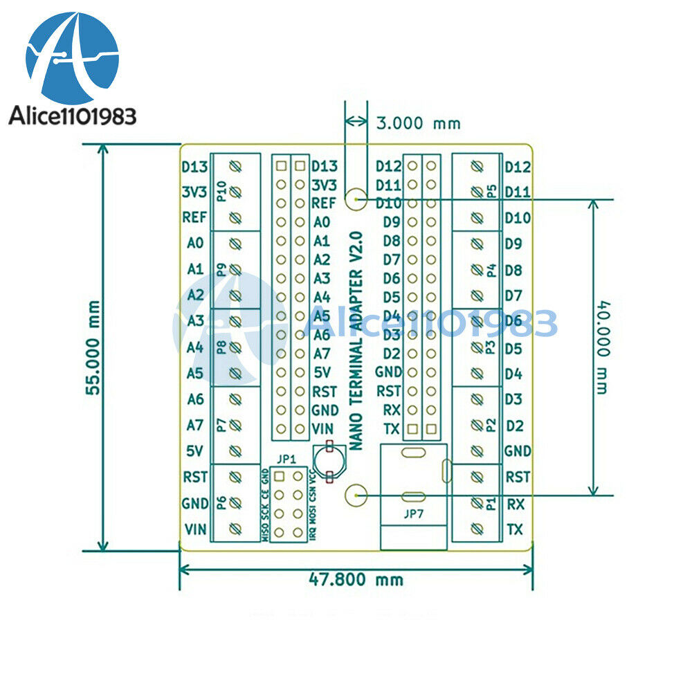Nano V3.0 AVR DC NRF2401 Screw Terminal Expansion Adapter Board For Arduino