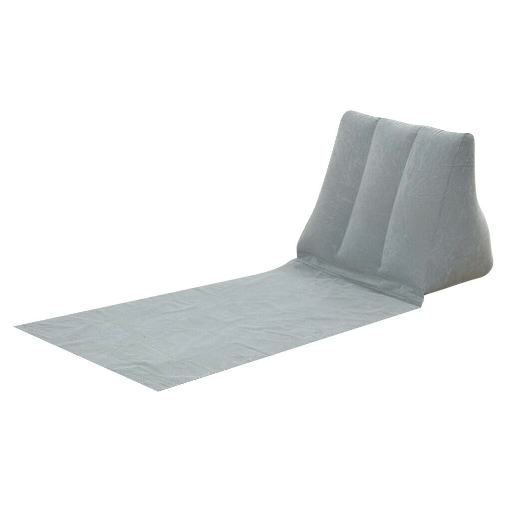Garden Inflating Beach Camping Lounger Cushion Chair Air Bed Mattress Gray