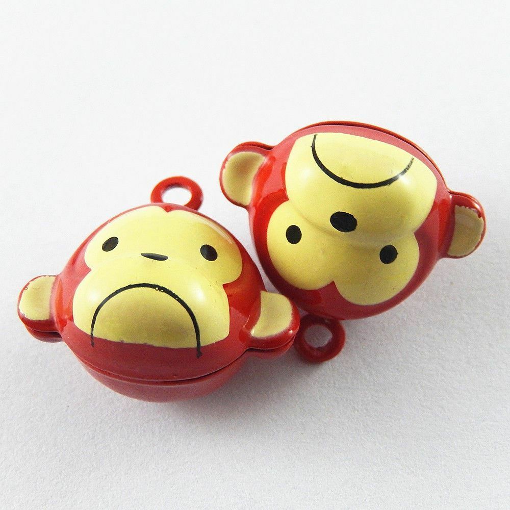 10pcs Brass Cute Monkey Head Jingle Bells Pendant Pet Bells Dog Cat Bells Lovely