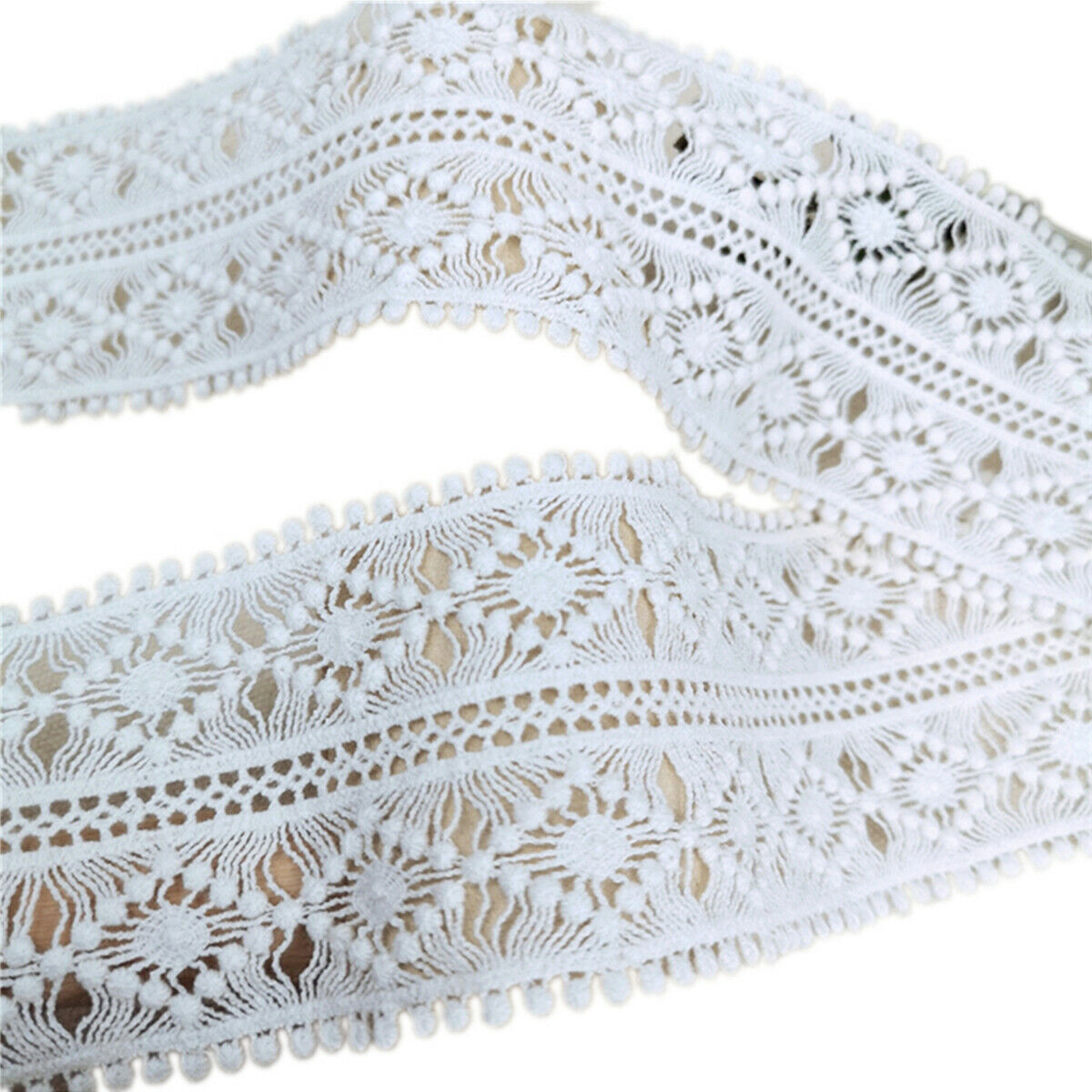 3 Yards White Lace Trim Ribbon Lace Embroidered Edge Sewing DIY Craft Trimming