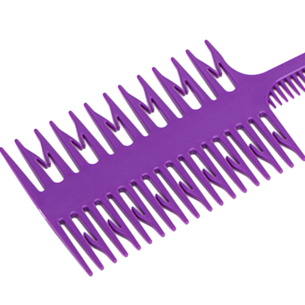 Salon 3-Way Weaver Weaving Comb Hair Dyeing Sectioning Highlighting Purple