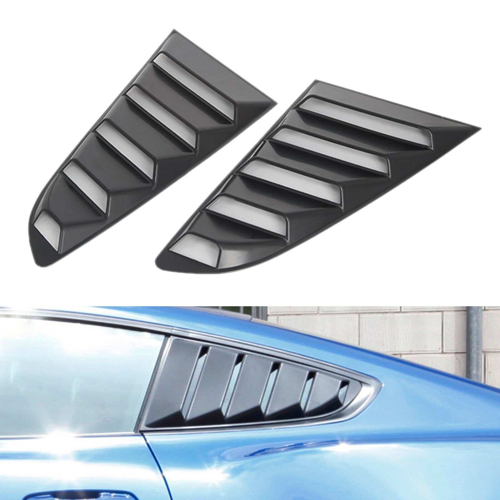ABS Rear Quarter Side Window Scoop Louvers for Ford Mustang Decoration
