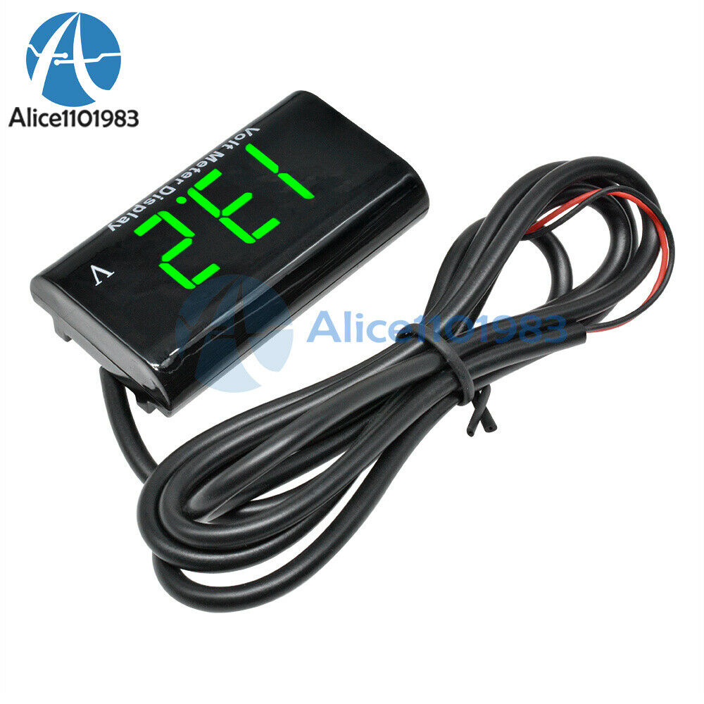 0.56"Digital Tube 12V LED Voltmeter IPX6 Waterproof AMP Volt Meter Green For Car