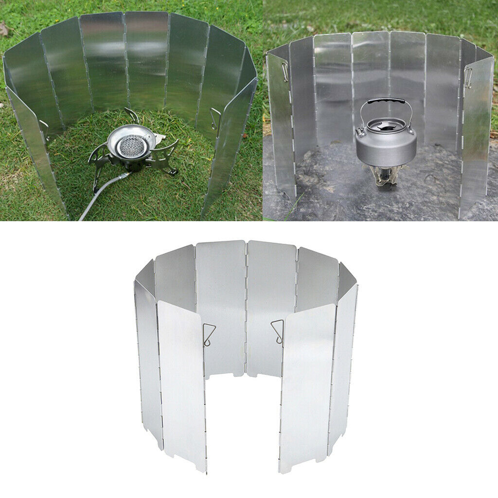 Folding Camping Stove Windshield 10 Dishes Kitchen Wind Screens Outdoor Accs