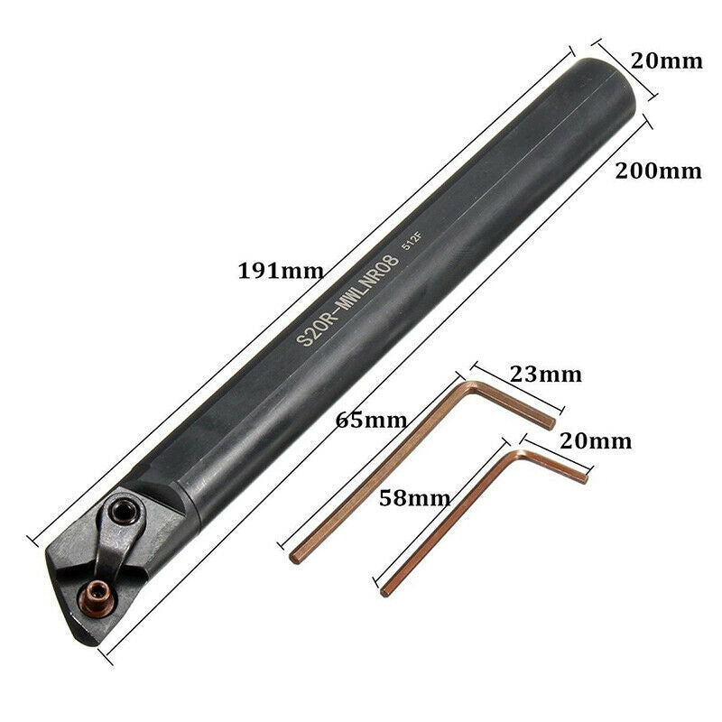 S20R-MWLNR08 20mm Lathe Turning Tool Holder With 10X WNMG0804 Carbide Ins Y1