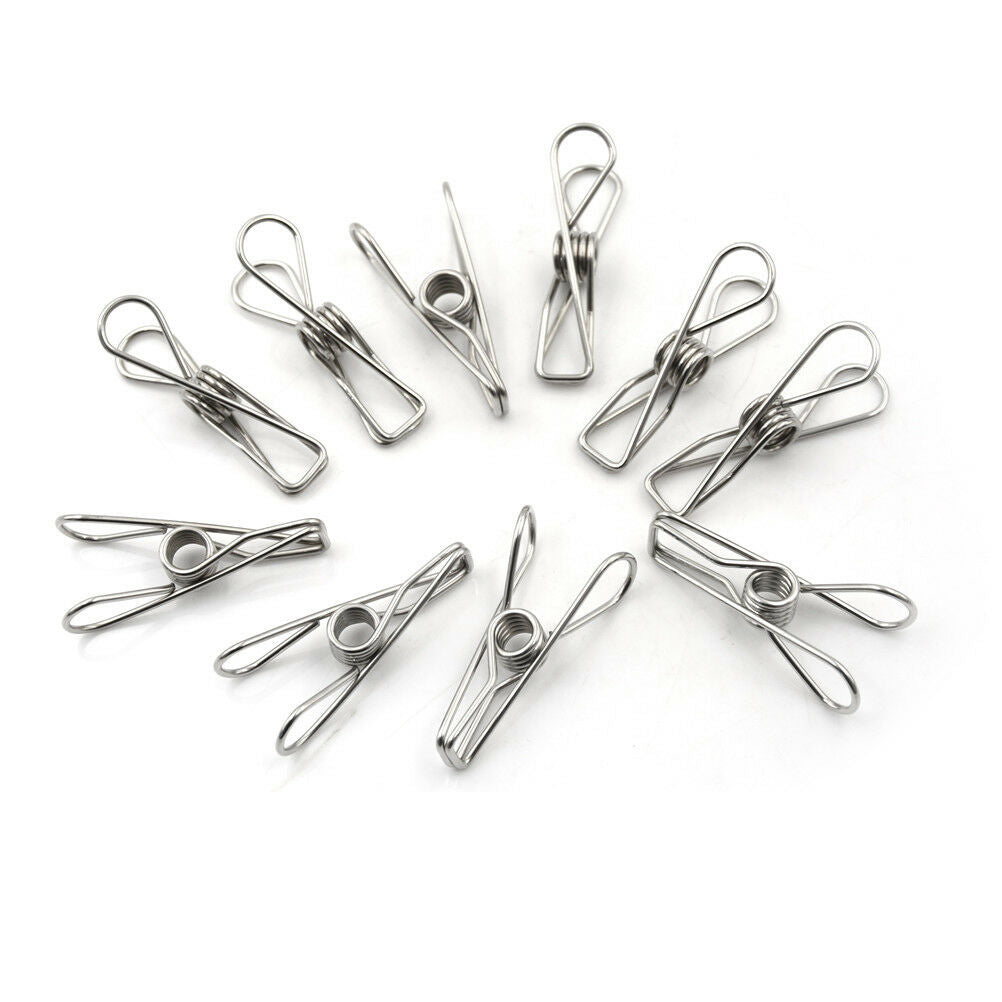 10Pcs Metal Clothes Pegs Stainless Steel Washing Line Hanger Photos Cli.l8