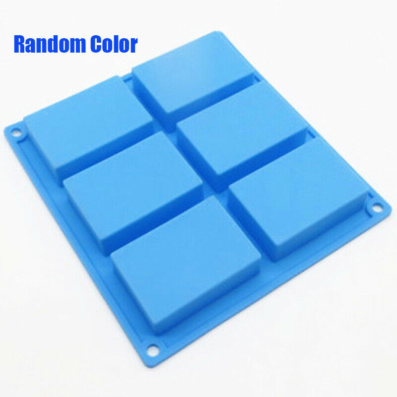 6-Cavity Rectangle Soap Mold Silicone Craft DIY Making Homemade Cake Mould