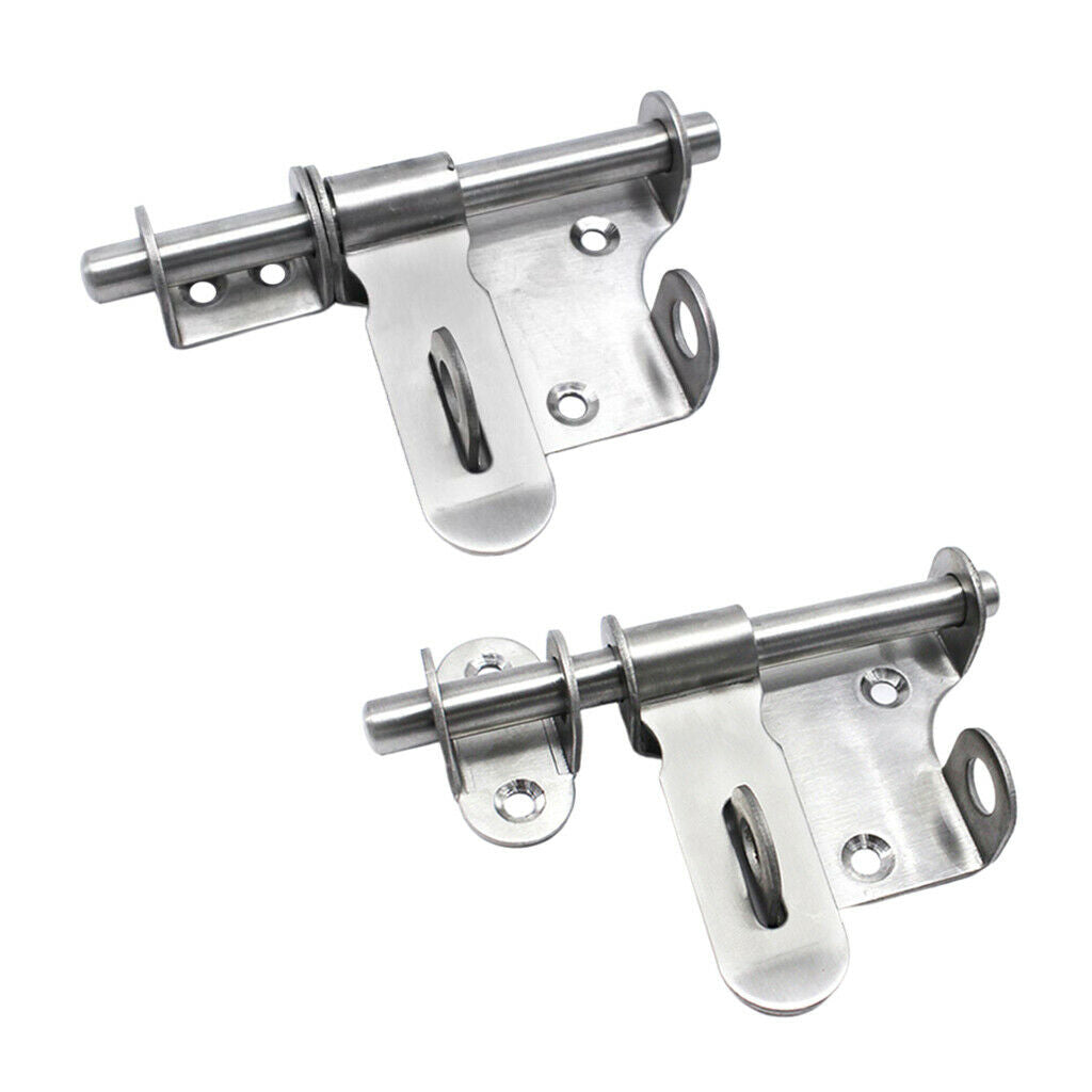 2x Stainless Steel Gate Screw Locking Safety Door Sliding Lock Sliding Surface