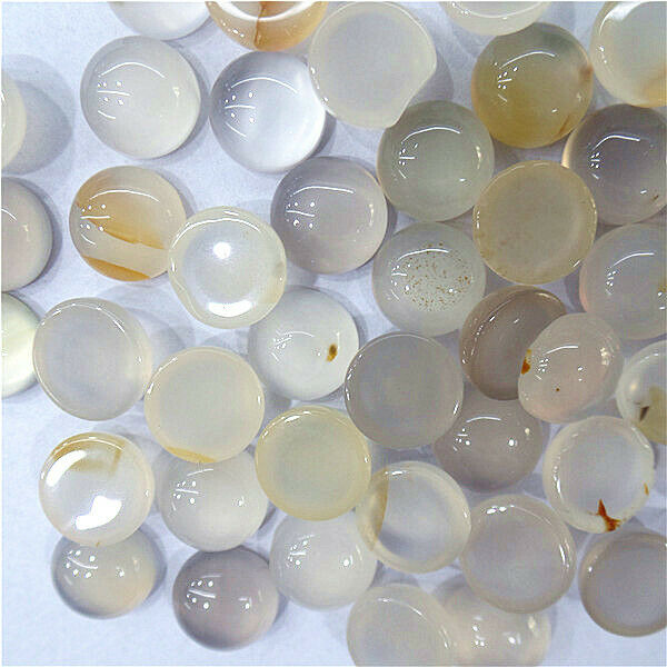 100Pcs 8mm Wholesale Natural White Agate Round Cab Cabochon Accessories HH7107