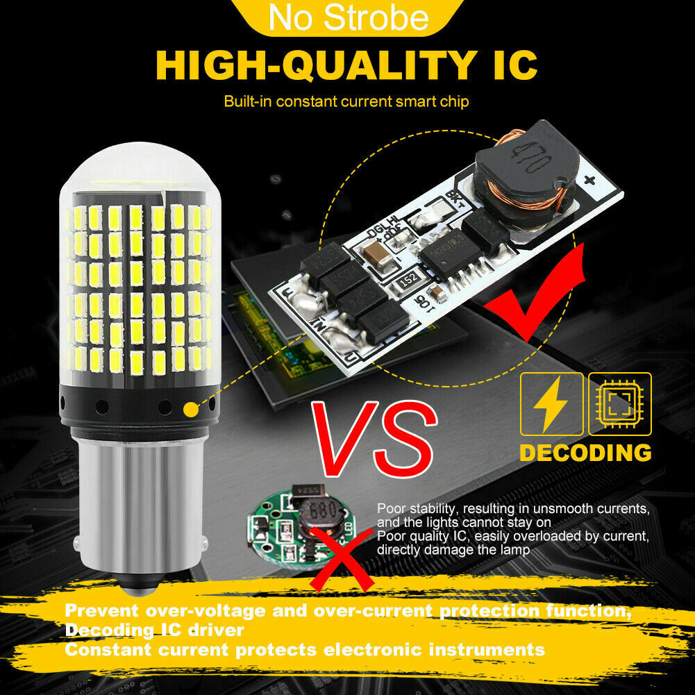 2X 1156 BA15S LED 144SMD Canbus White 20W Car Brake Reverse Lamp Tail Light Bulb