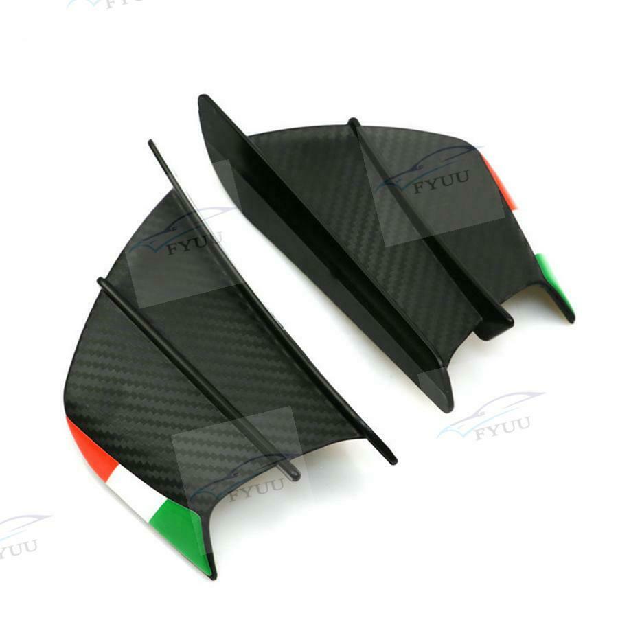 Pair Matte Carbon Fiber Look Winglets Wind Fin Spoiler Trim Cover Air Deflector