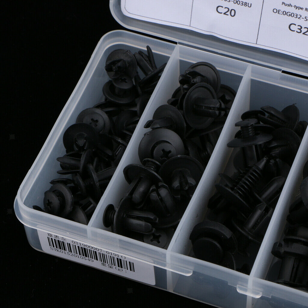 100pcs Car Black Plastic Clips Rivet  Bumper Door Retainers For GM