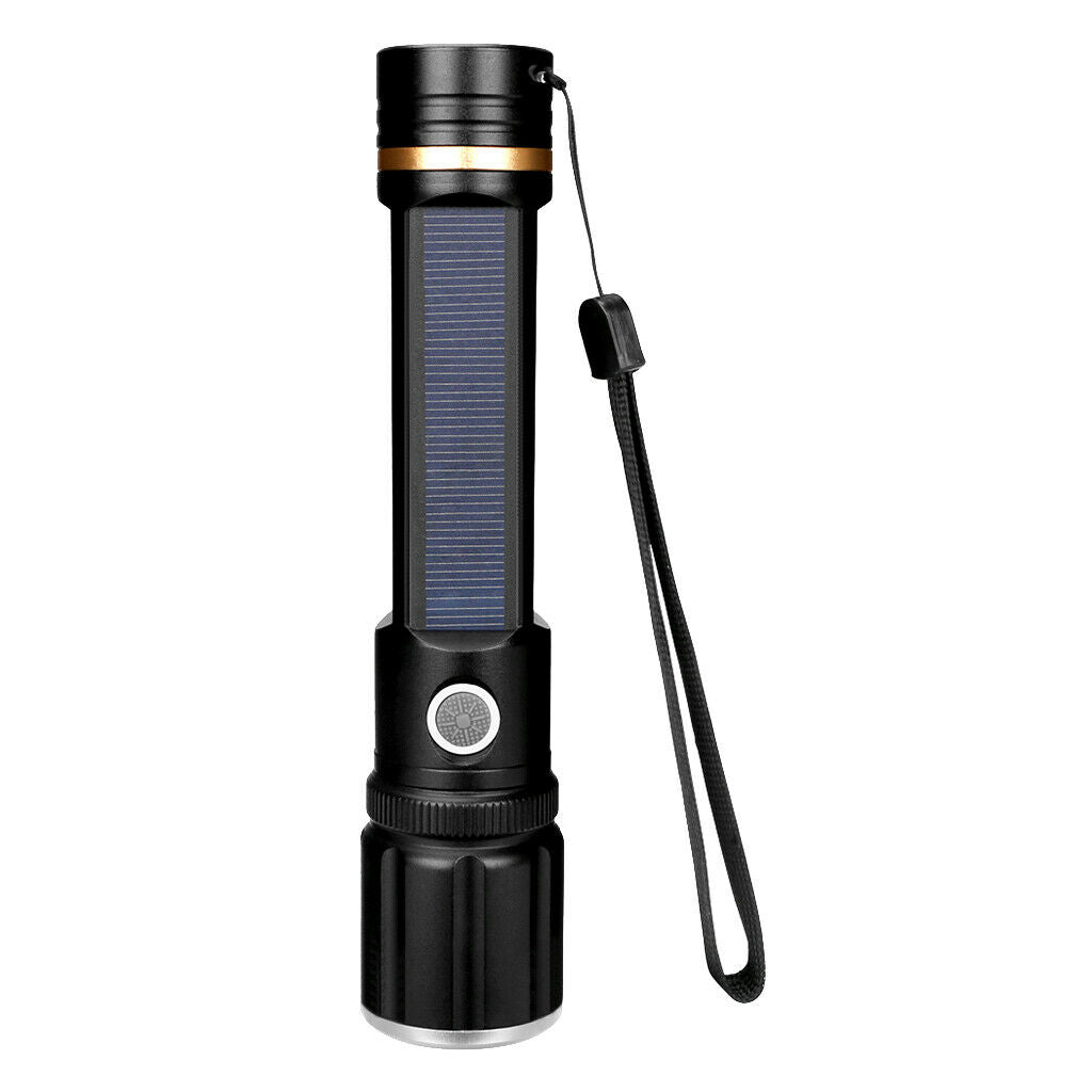 Portable Solar Powered LED Flashlight Safety Torch Light Survival Tool Light -