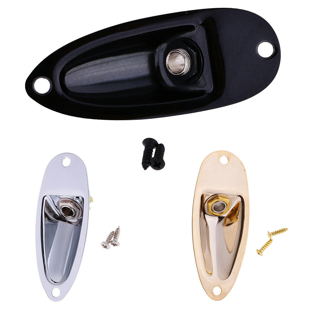 3pcs Boat Shape Output Jack Socket Plate with Screws for  ST Guitar
