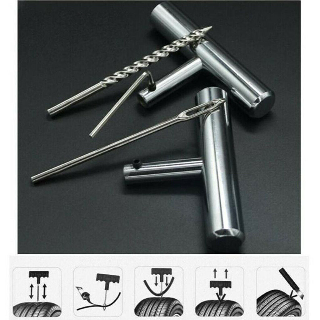11PCS Auto Car Bike Tubeless Tire Repair Plugs Kit Rasp Needle Patch Fix Tool