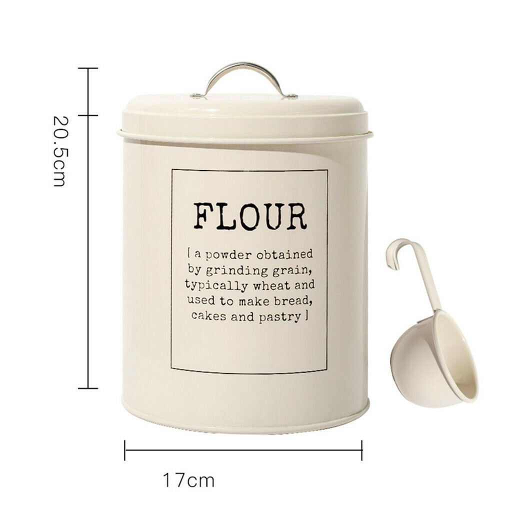 Metal Kitchen Food Flour Storage Tin Canister 5 litres Container 6.7x8 inch