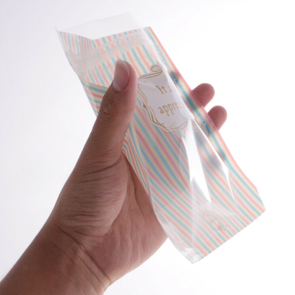 50 Piece Reclosable  Zipper Bags Food Packaging Pouch Stripe