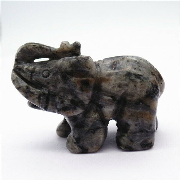 49x33x22mm Natural Labradorite Carved Elephant Decoration Statue Decor HH7958