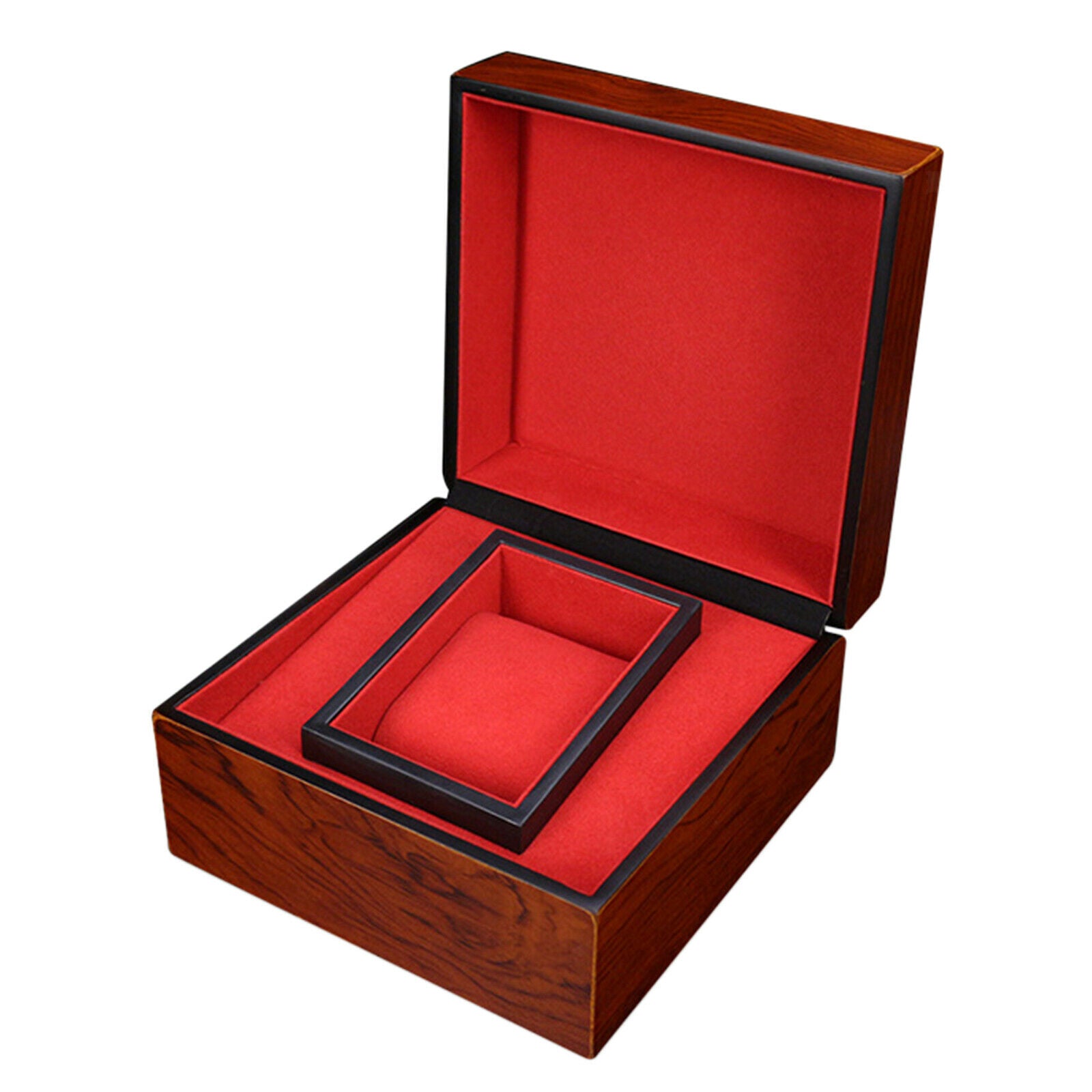 Luxury Wooden Watch Storage Case Red Pillow Showcase Wristwatch Display Case