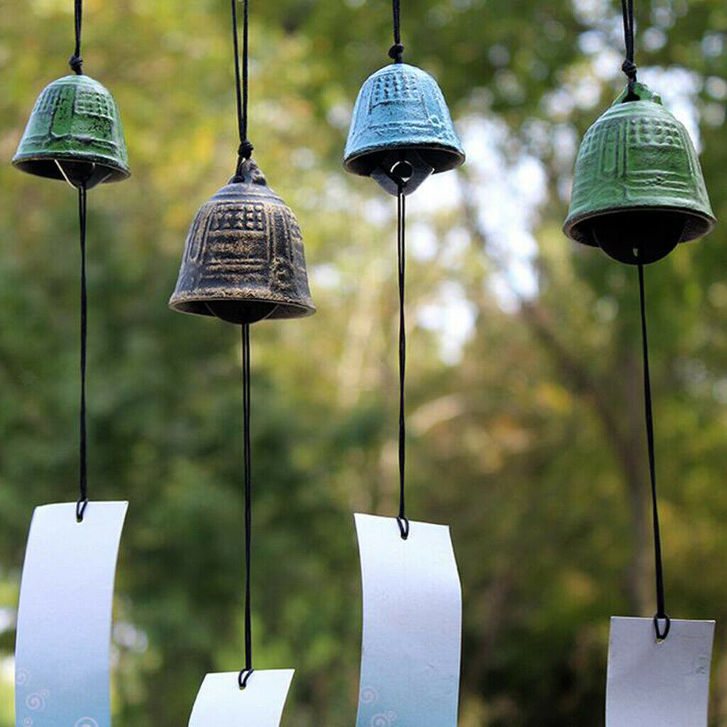 3pcs Blue Cast Iron Wind Chime Metal Music Wind Chime Outdoor Garden Decor