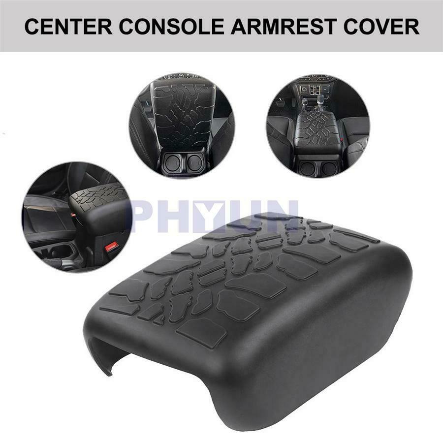 1PC Overlay Center Armrest Cover Black Rubber For Jeep Wrangler JL 18-20 JT 2020
