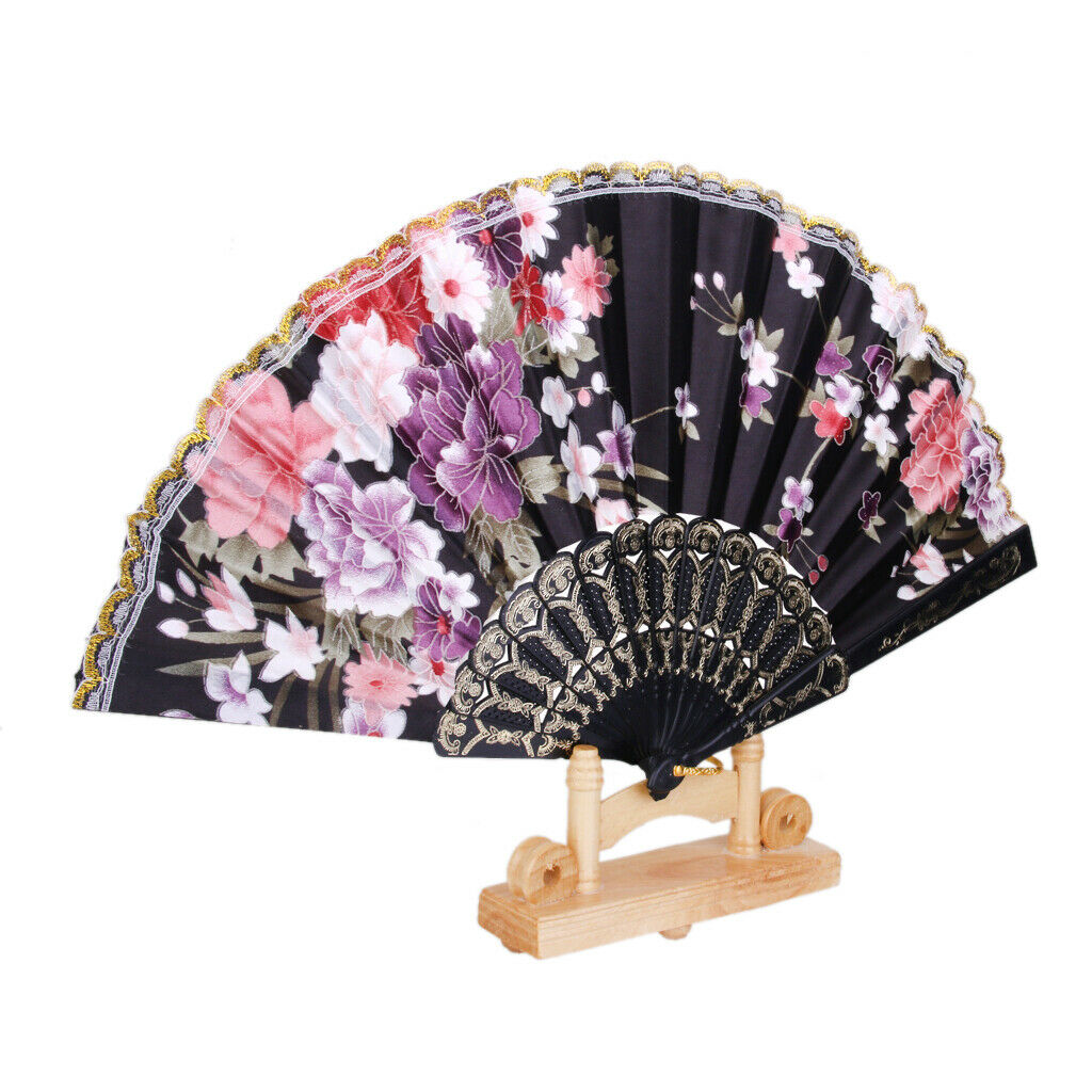 Party Handmade Dancing Fans with White Spanish Flowers And