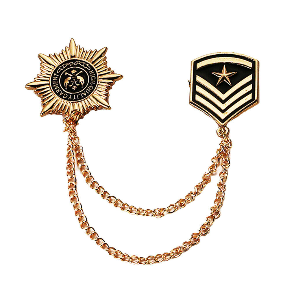 Medal Badge Chain Lapel Brooch Pin Fancy Dress Militray Uniform Corsage