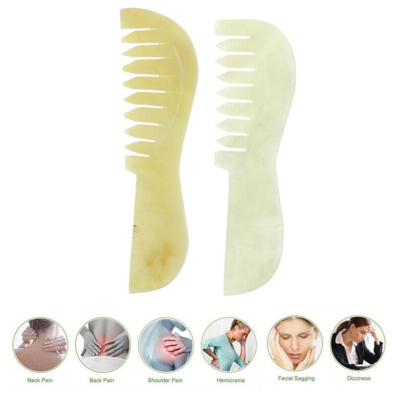 Natural Jade Stone Comb Gua Sha Tools Scraping Health Massage Comb Head M.l8