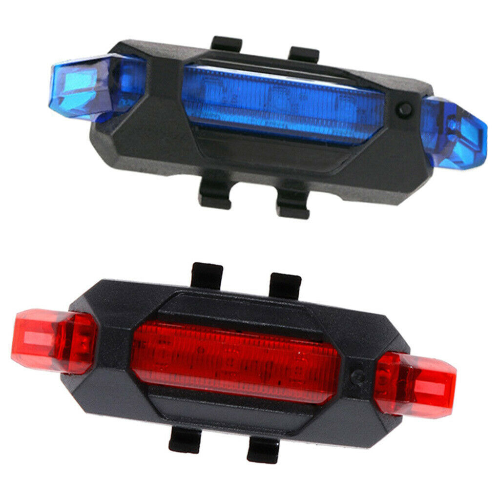 2 Pieces Biking LED Rear Light Portable Taillight USB Rechargeable Red+Blue