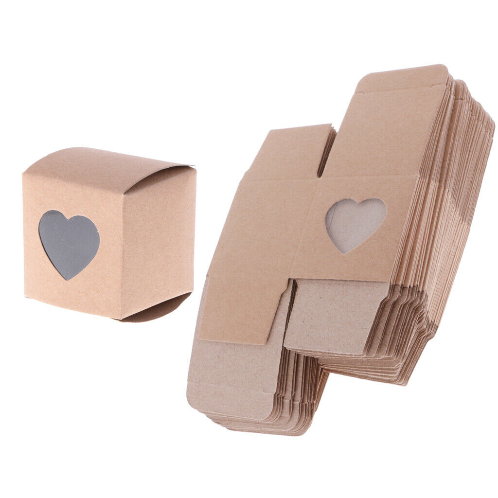 50 Pieces Kraft Shabby Rustic DIY Boxes Chocolate Candy Gift Boxes with Heart