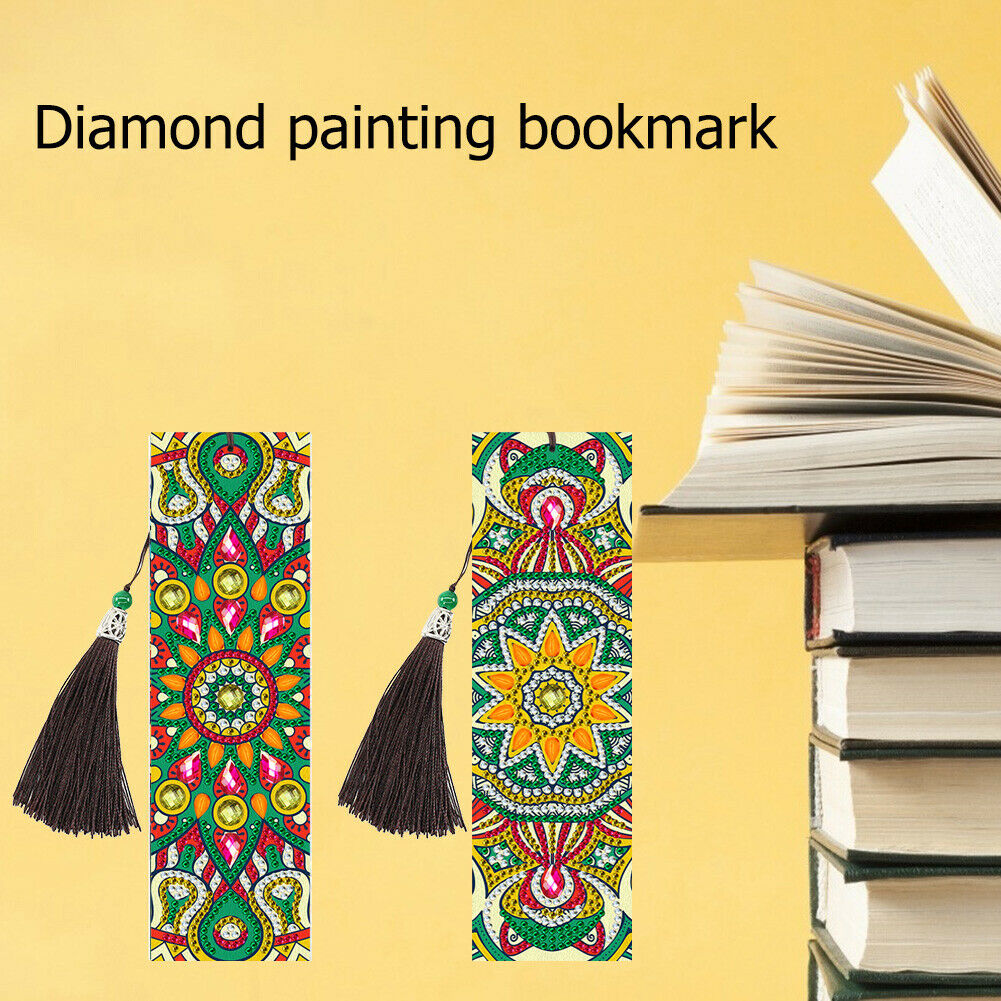 2pcs Diamond Painting Leather Tassel Mandala Bookmarks DIY â€‹Special Shaped @
