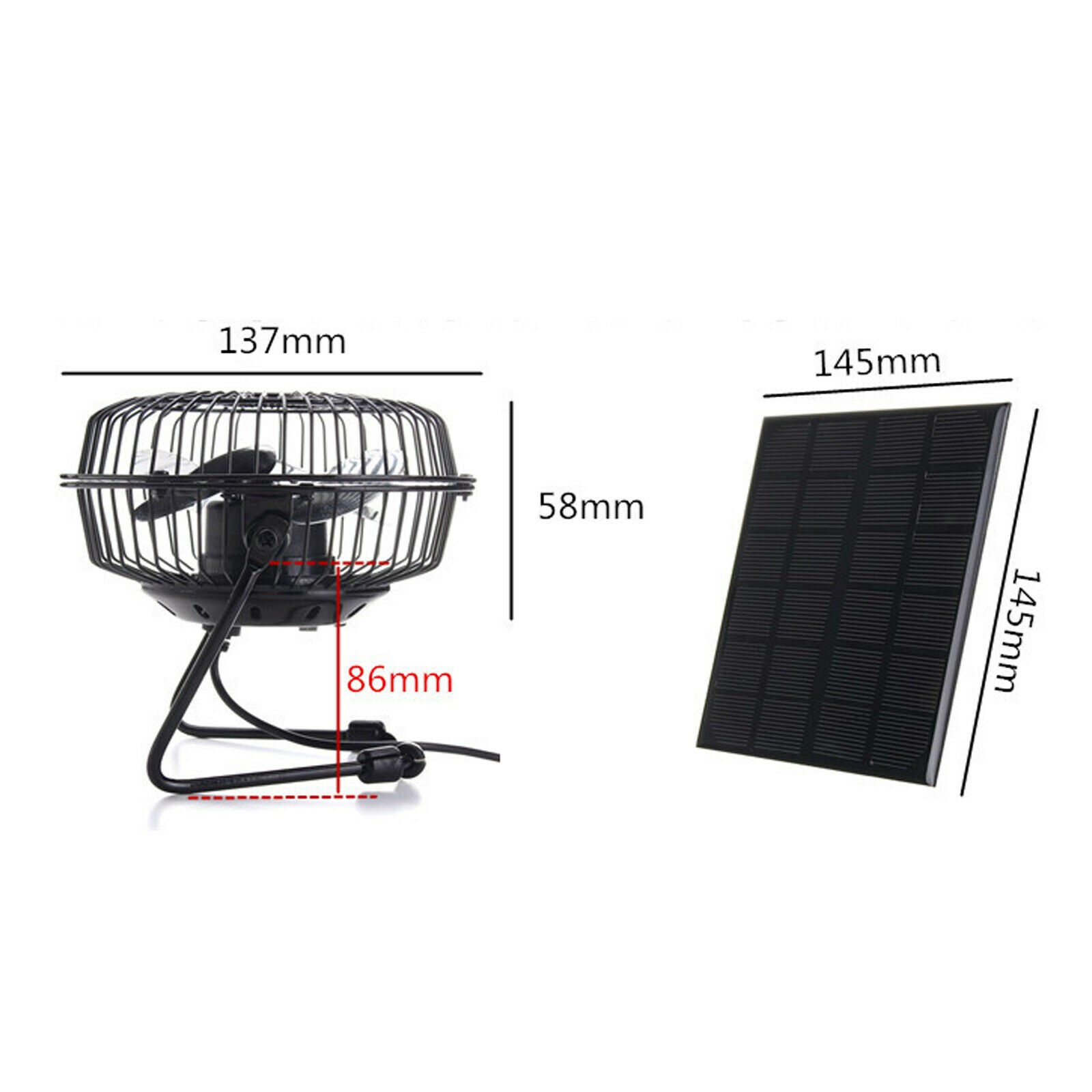 5W 4 inch Solar Panel Powered USB Fan Portable Home Greenhouse Camping Outdoor