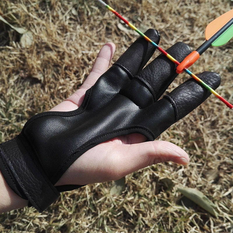 1pc Archery Glove Finger Guard Protector Gear 3 Fingers Right Left Hand Leather