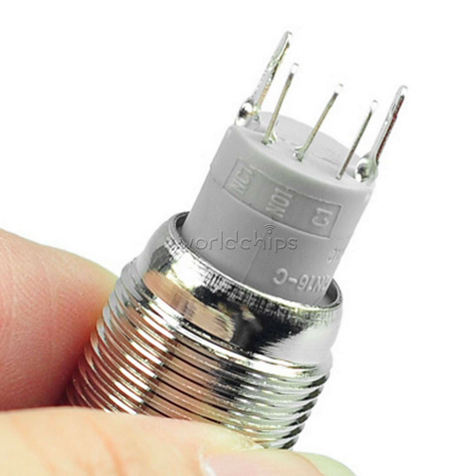 Orange Light 16mm 12V 5pin LED Metal Cars Boat DIY Push Button Latching Switch