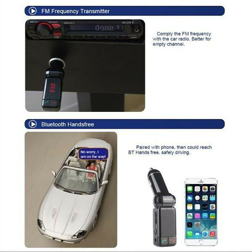 BC06 Bluetooth Car Wireless FM Transmitter 2USB Charger Adapter HandsFree