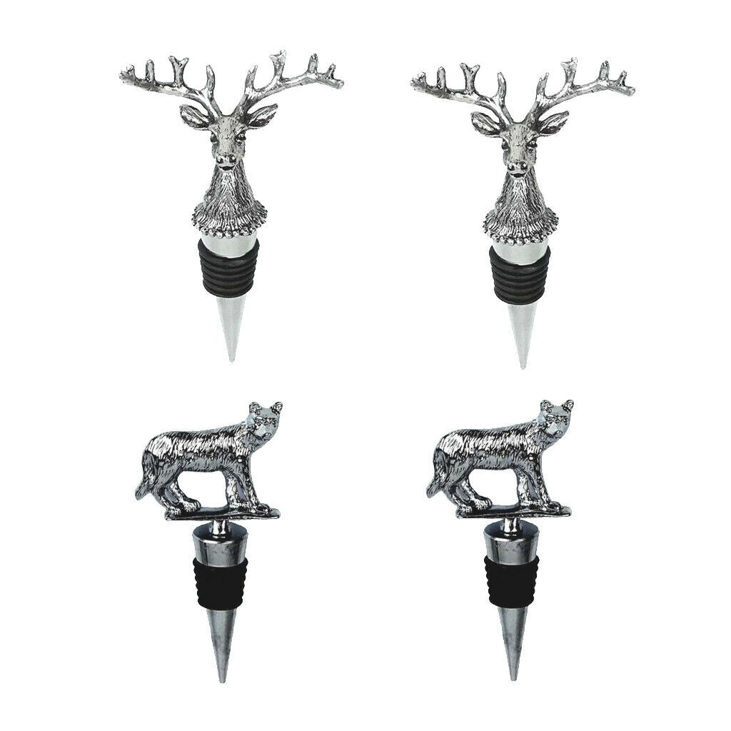 4PCS Christmas Tiger & Reindeer Bottle Stopper - Reusable and Unbreakable Sealer