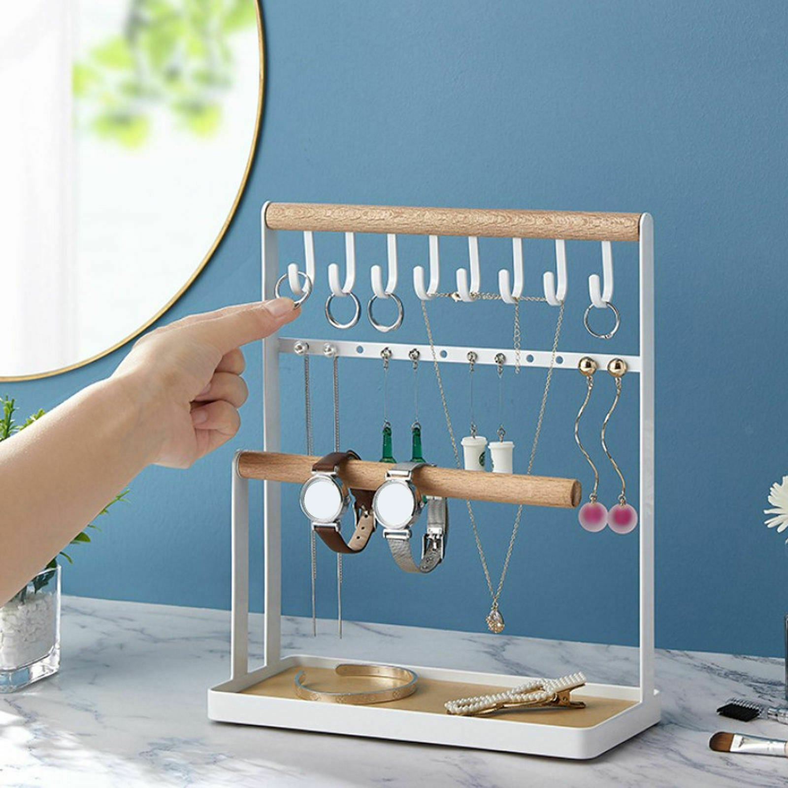 Jewelry Display Rack Props Iron Hooks Tray Holder for Earring Hairclip Store