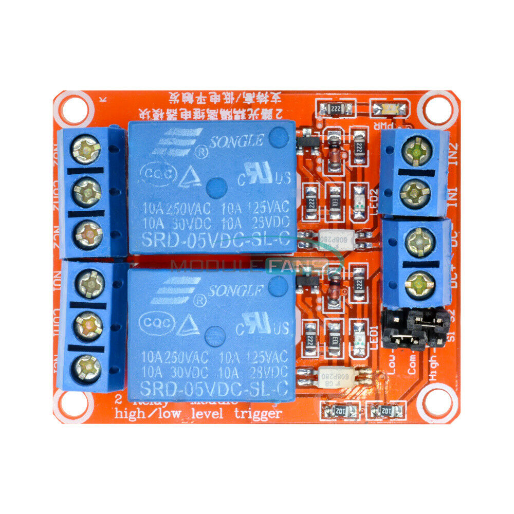 5V 2-Channel Relay Module With Optocoupler Support High and Low Level Trigger