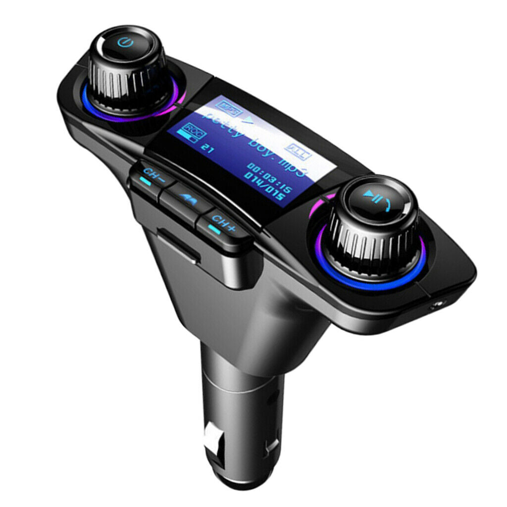 Black In-car Bluetooth FM Transmitter Adapter Dual USB Charger Audio Speaker