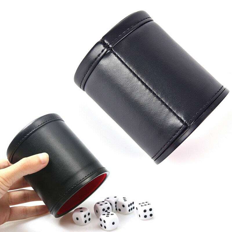 High Quality PU Leather Flannel Mute Dice Cup Of Game Supplies With 5 Dices ` Kt
