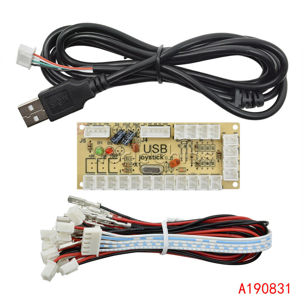Zero Arcade Delay USB Encoder To PC Joystick +2Pin Buttons Wire+Rocker Cable Kit
