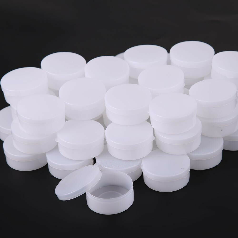50PCS White Plastic Cosmetic Sample Container 10g Jars Pot Small Empty Box