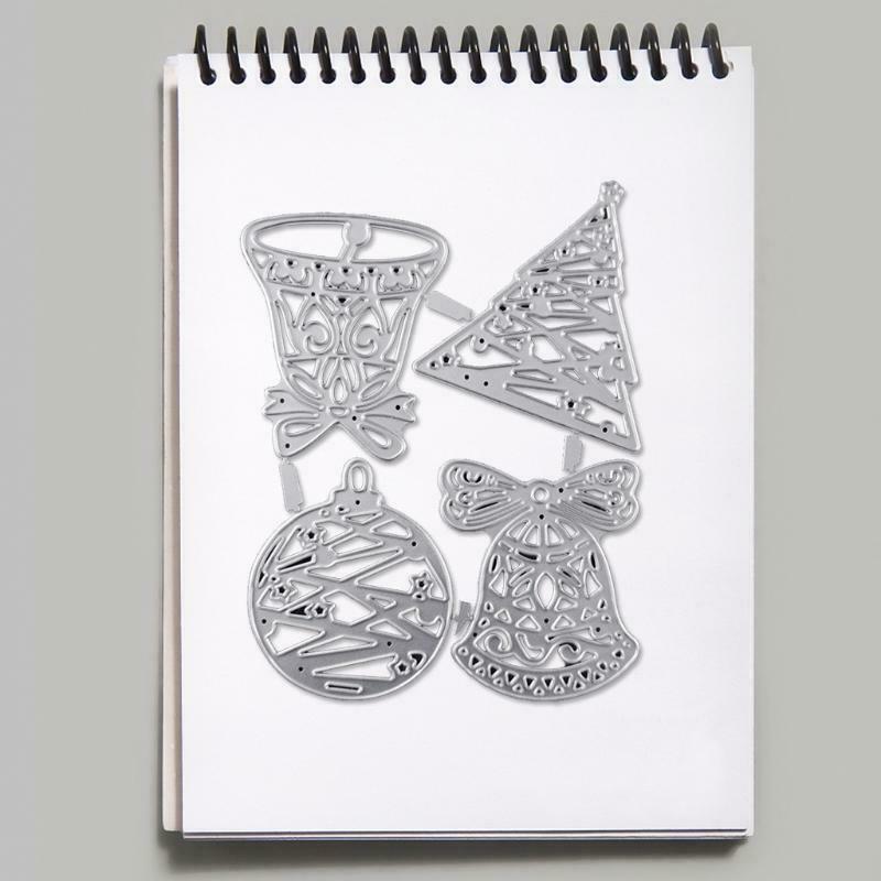 Christmas Bells Tree Metallic Cutting Die Creative Embossing Script Die Stencil